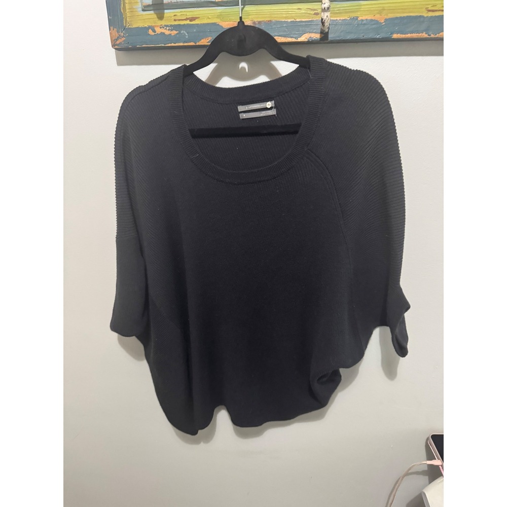 Anthropologie Black Dolman Sleeve Knit Sweater‎ Round Neck Oversized Ribbed